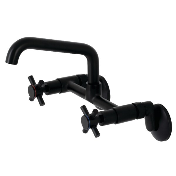 Kingston Brass KS423MB Concord Two-Handle Wall-Mount Kitchen Faucet, Matte Black KS423MB - main